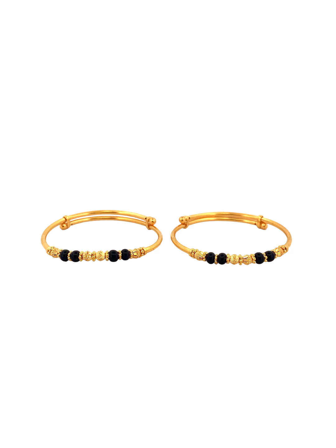 22K Gold Black Beads Designer 2 Pieces Set Of Baby Bangle