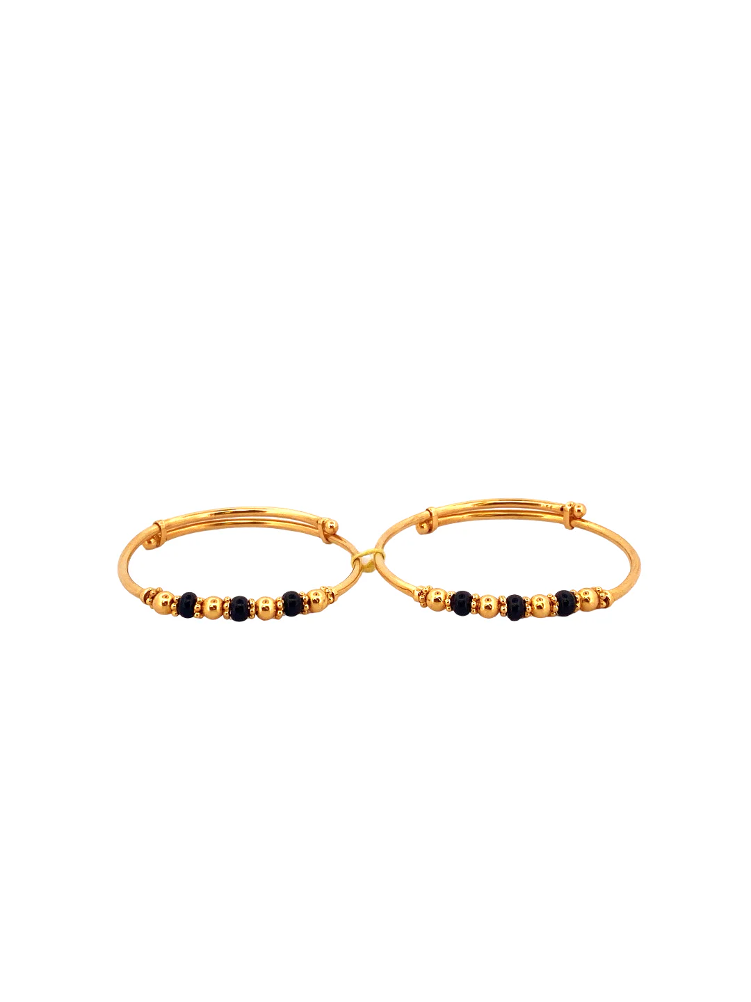22K Gold Black Beads Designer 2 Pieces Set Of Baby Bangle
