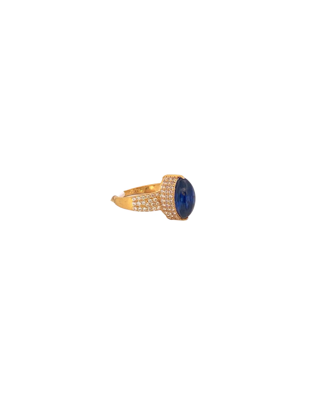 22K Gold Blue CZ Designer Ladies Ring - Image 2