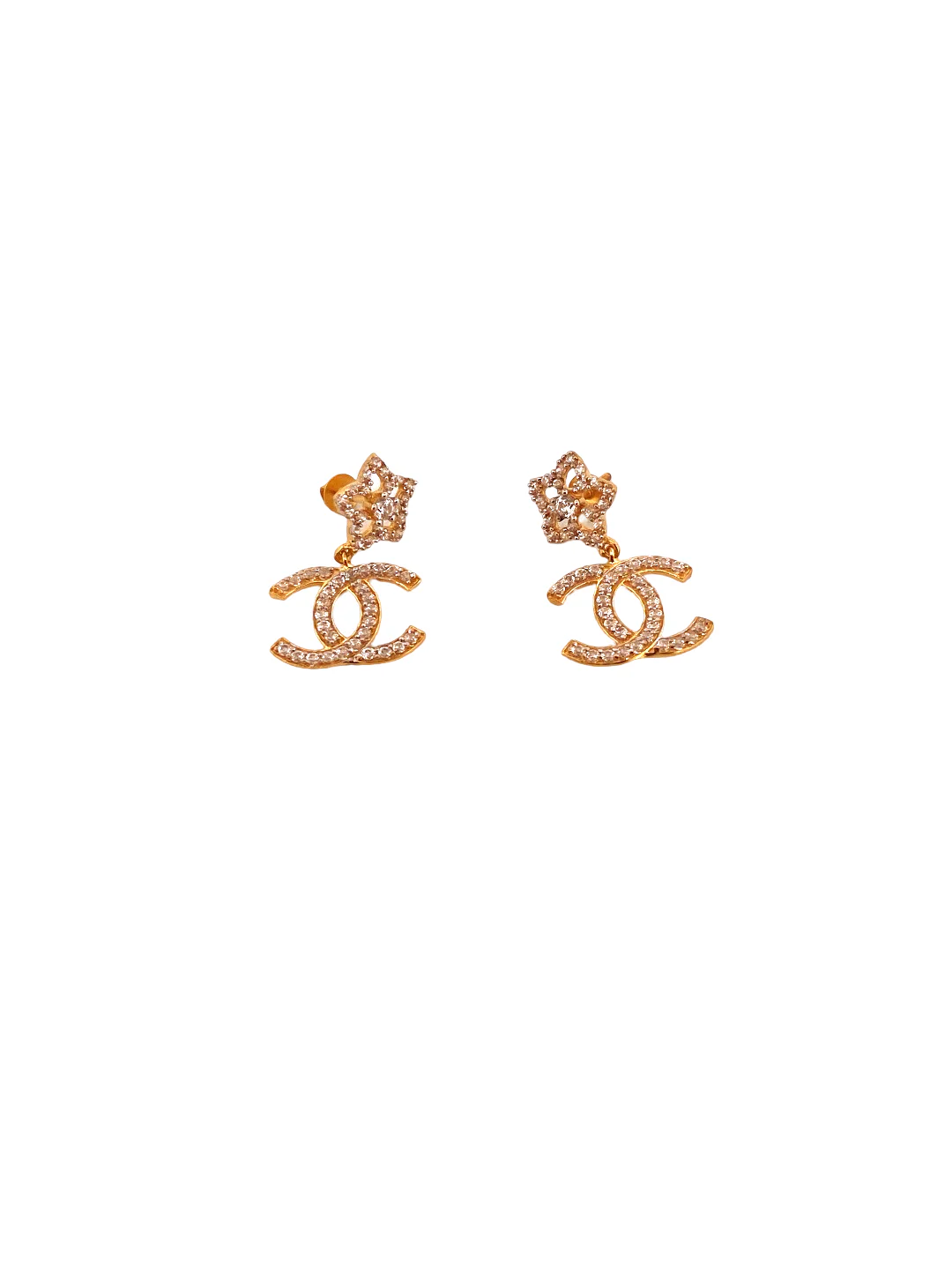 22K Gold CZ Designer Hanging Earrings - Image 2