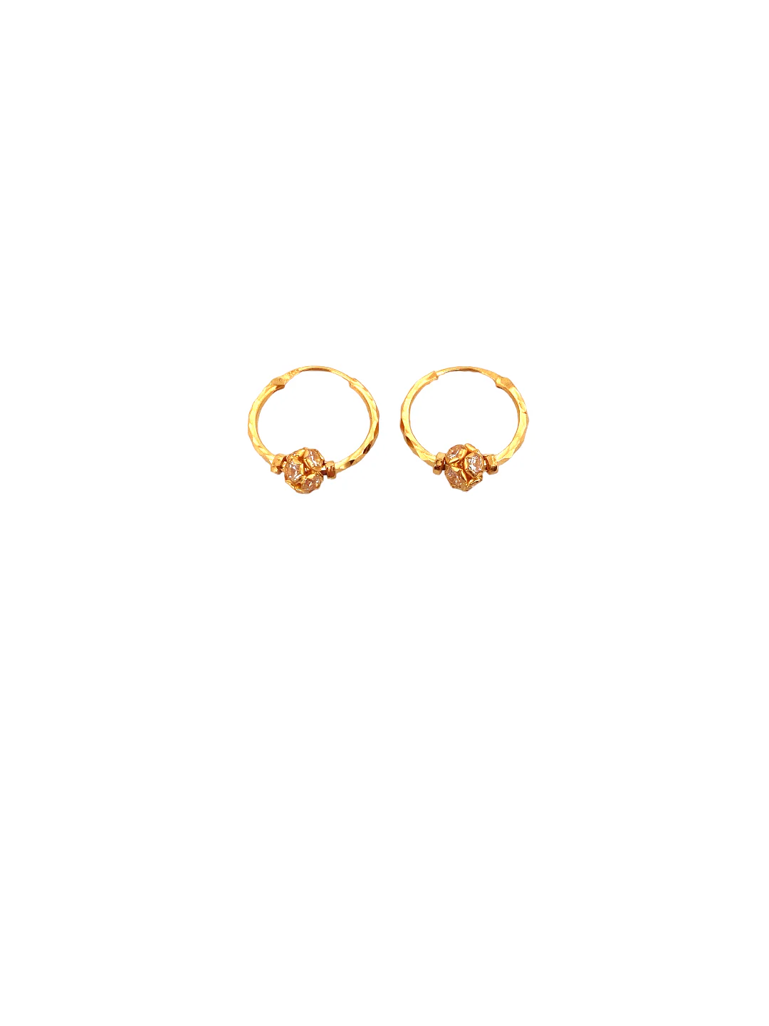 22K Gold CZ Designer Hoop Earrings - Image 2