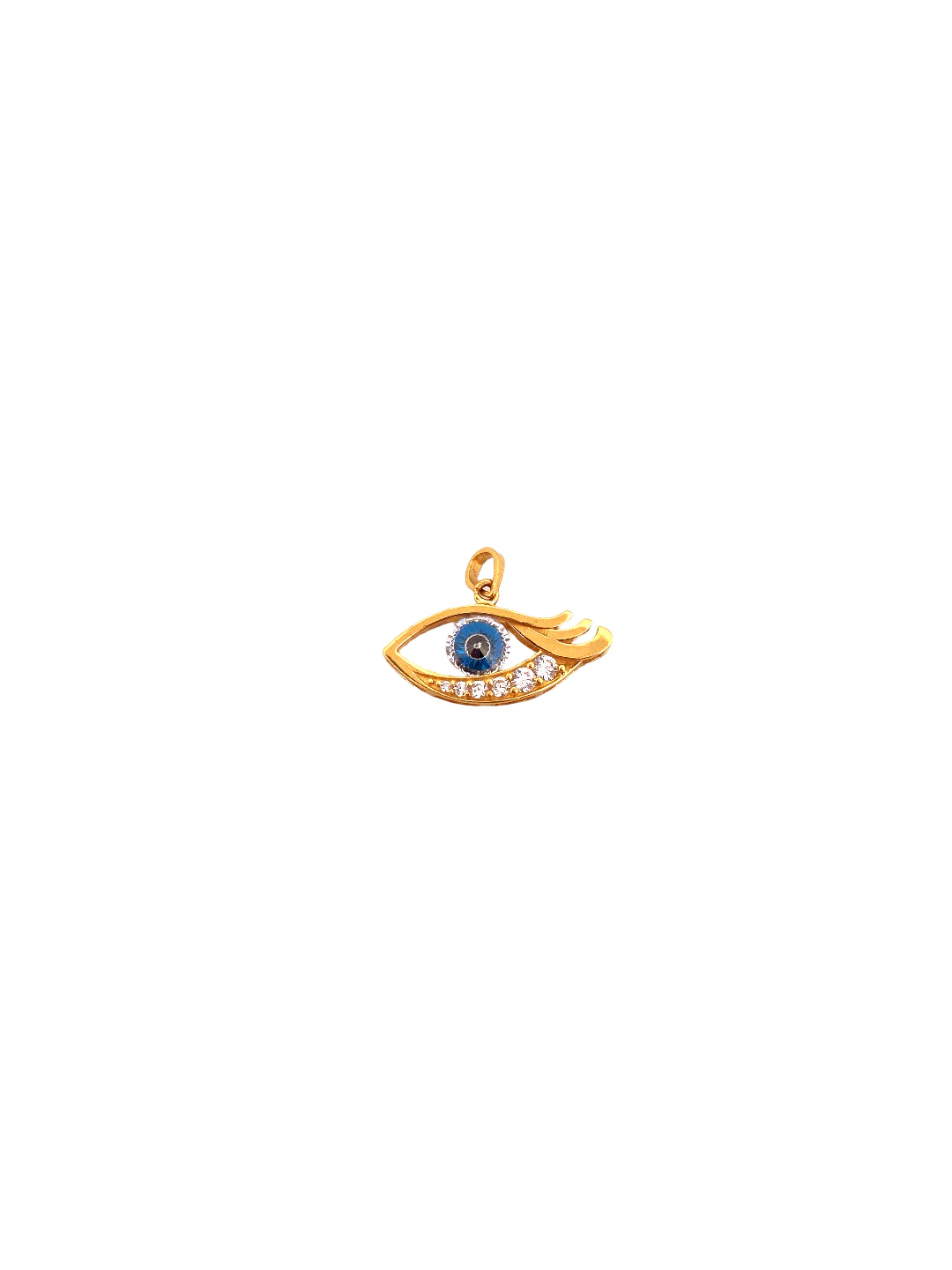 22K Gold CZ Evil Eye Designer Pendant