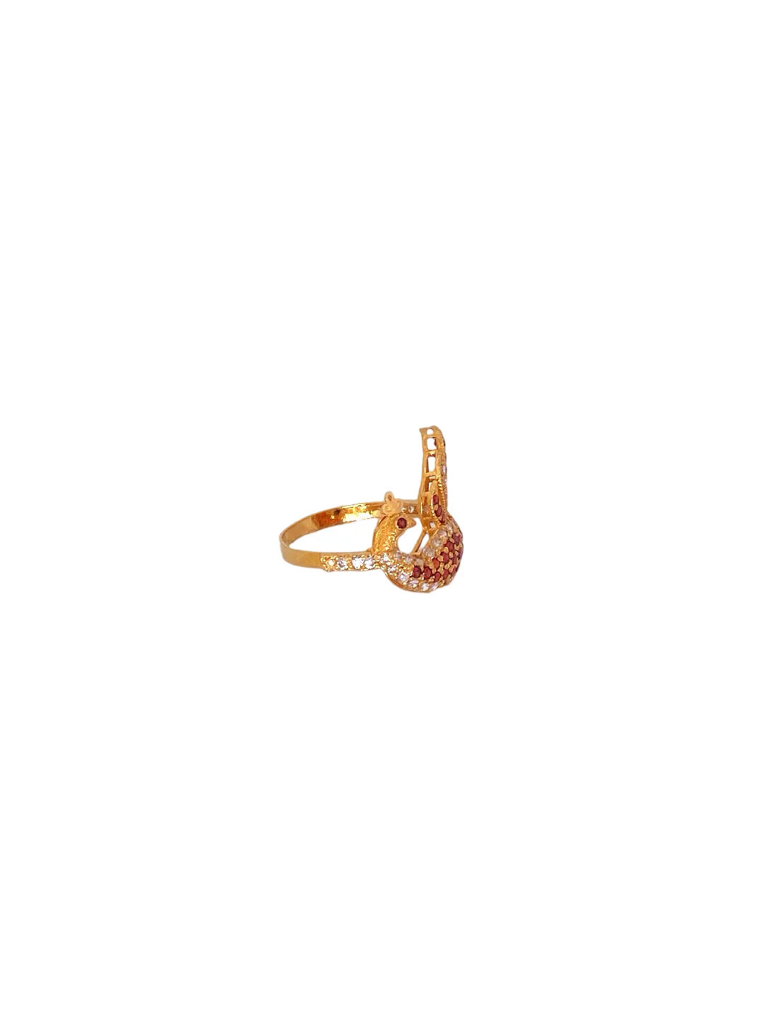 22K Gold CZ Peacock Designer Ladies Ring - Image 2
