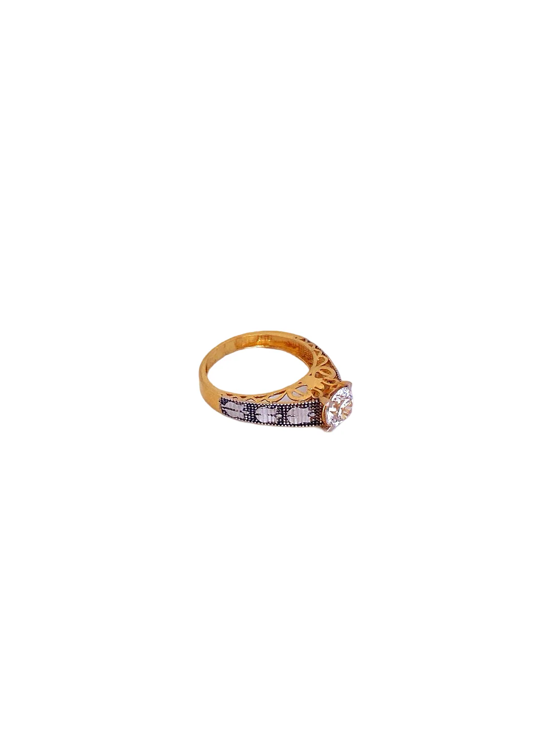 22K Gold CZ Solitaire Designer Ladies Ring - Image 2