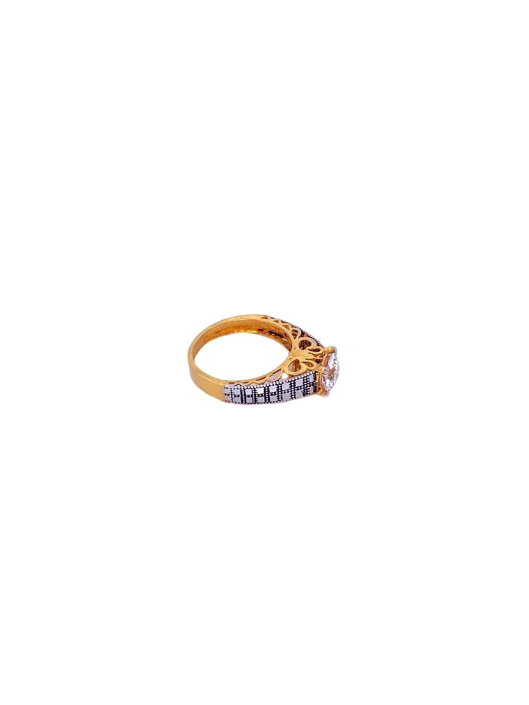 22K Gold CZ Solitaire Designer Ladies Ring - Image 2