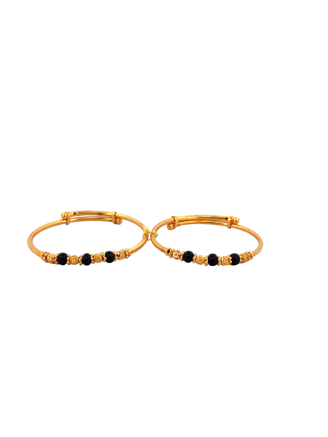 22K Gold Black Bead Designer 2 Pieces Set Of Baby Bangle