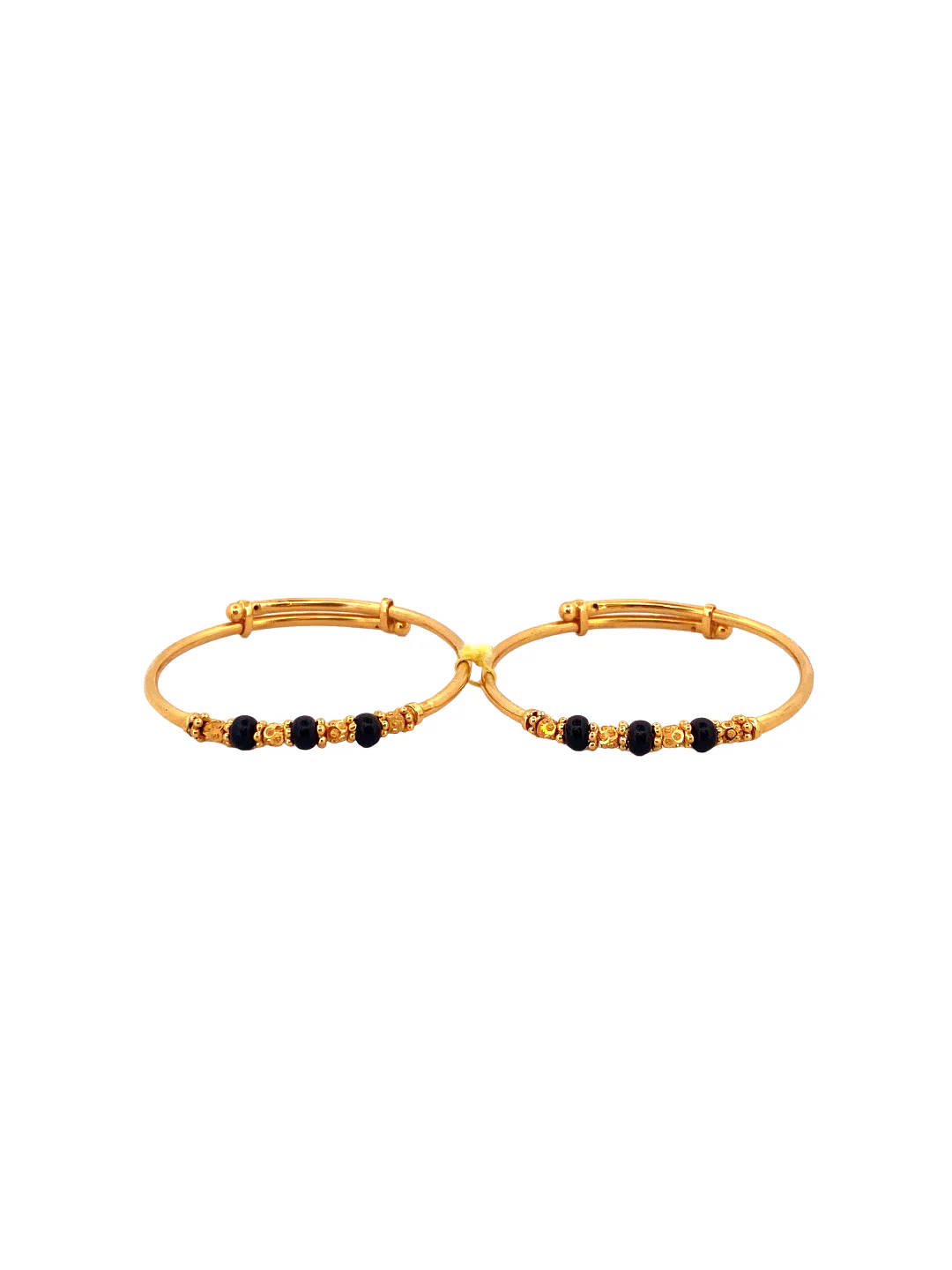 22K Gold Black Beads Designer 2 Pieces Set Of Baby Bangle