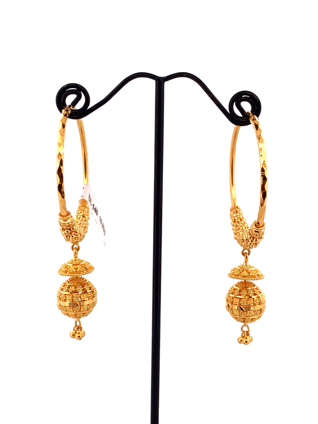 22K Gold Designer Hoop Earrings