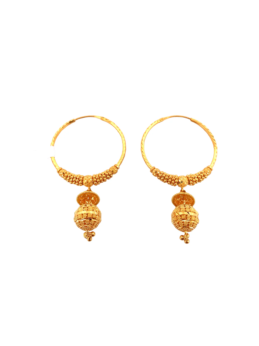 22K Gold Designer Hoop Earrings - Image 2