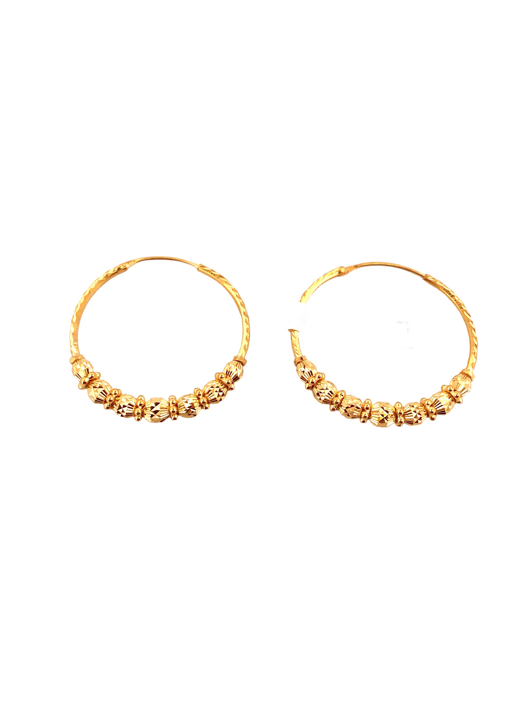 22K Gold Designer Hoop Earrings - Image 2