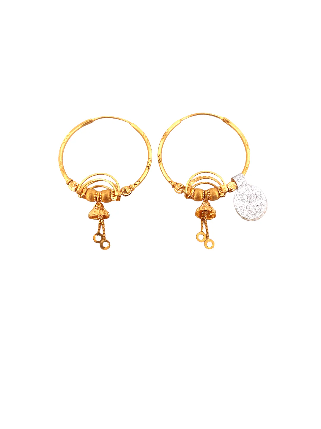 22K Gold Designer Hoop Earrings - Image 2