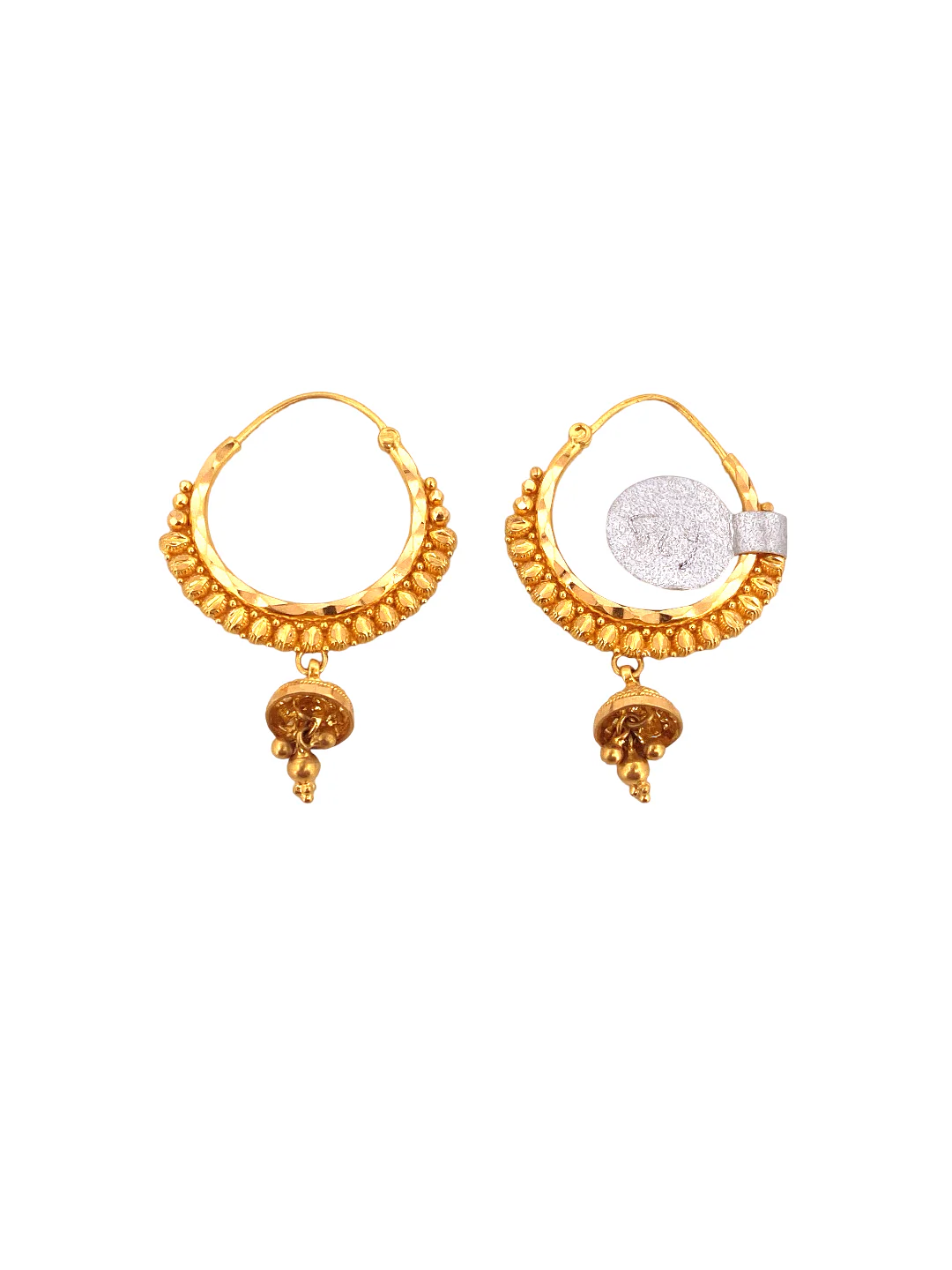 22K Gold Designer Hoop Earrings - Image 2