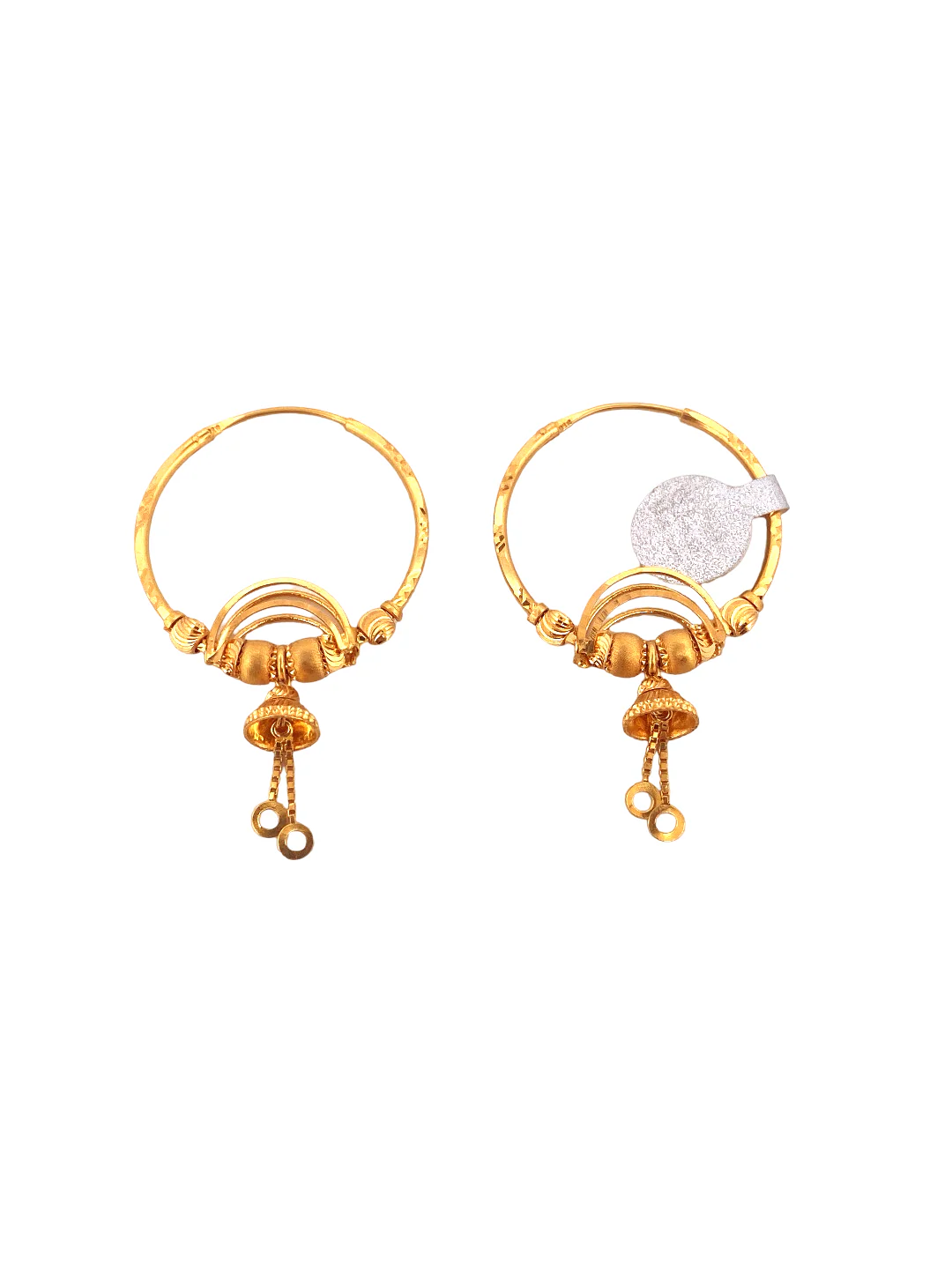 22K Gold Designer Hoop Earrings - Image 2