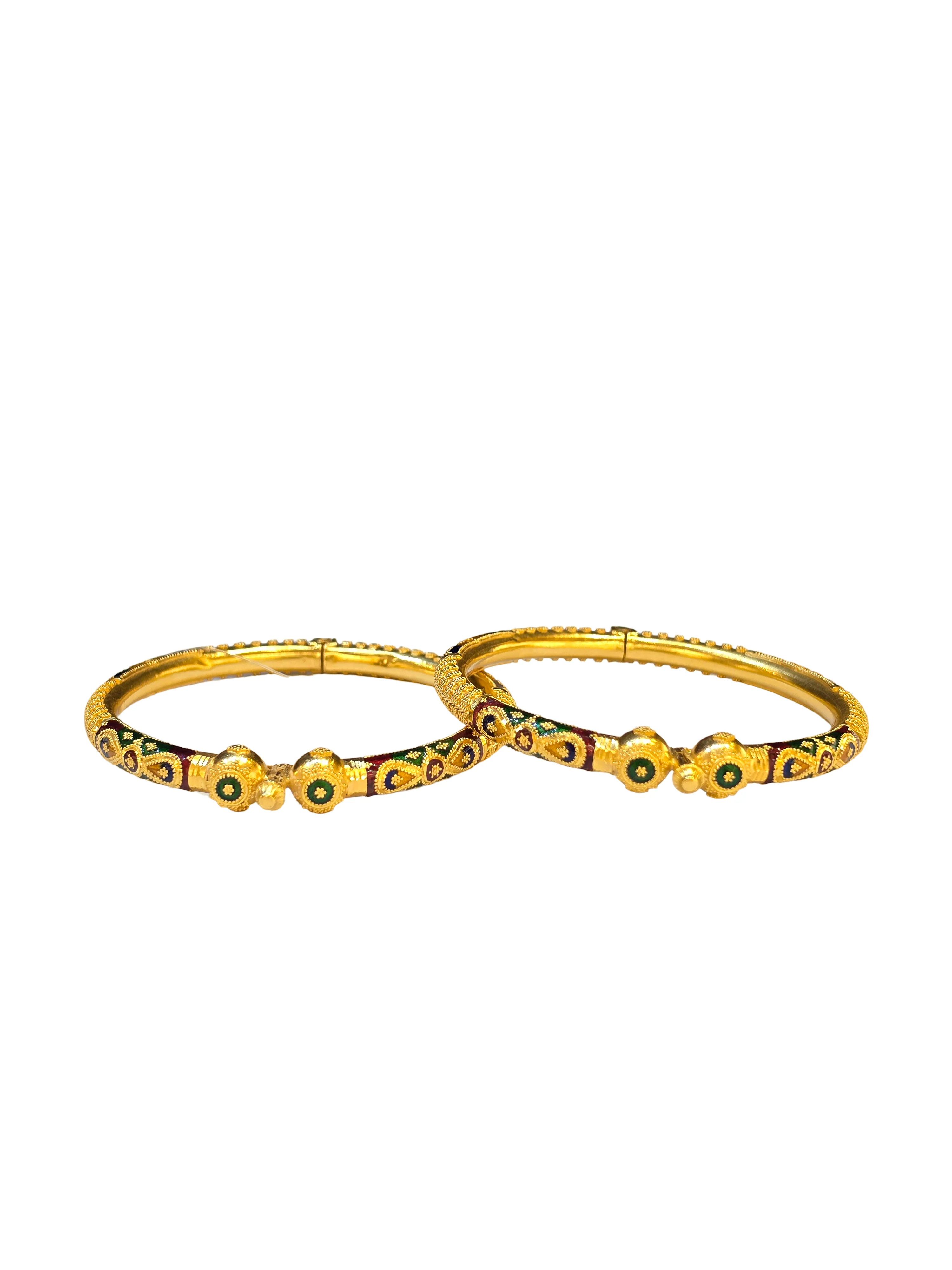 22K Gold Designer Ladies Meena Bangles
