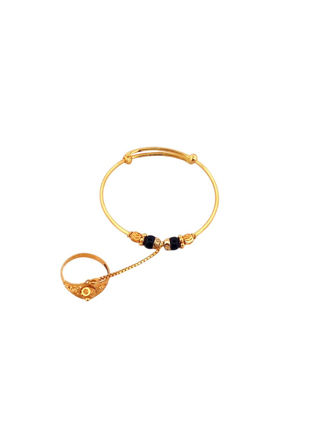 22K Gold Designer Ring Attached Baby Bangle - Image 2