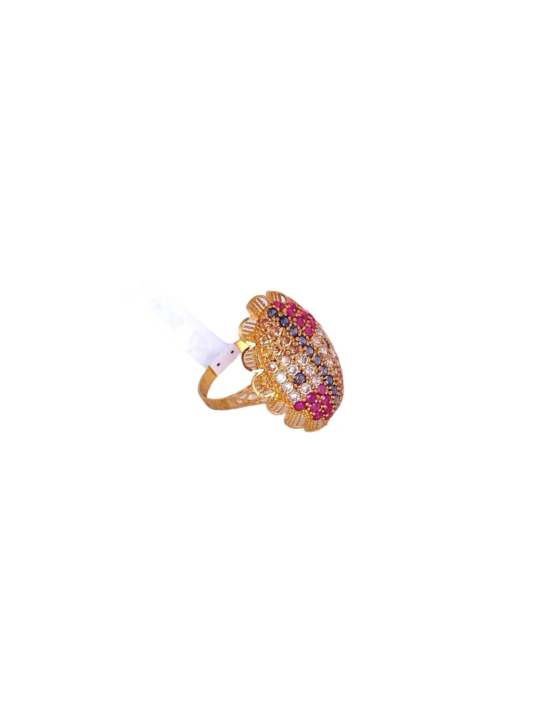 22K Gold Multi-colour CZ Designer Ladies Ring - Image 2