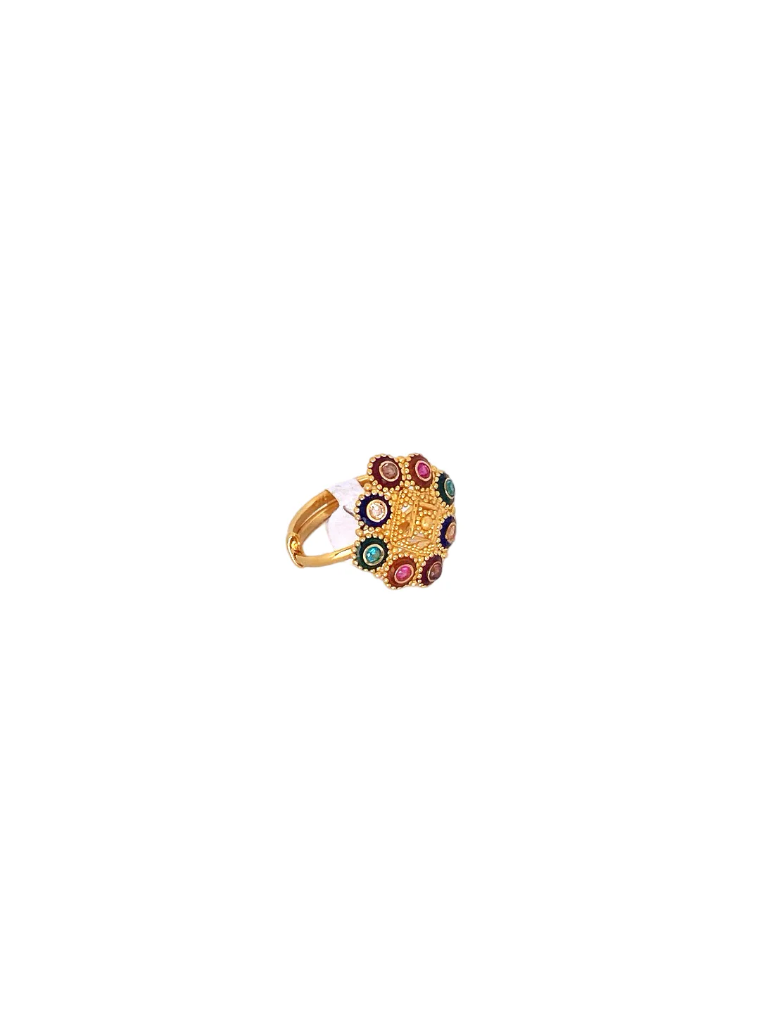 22K Gold Multi-colour Designer Ladies Ring - Image 2