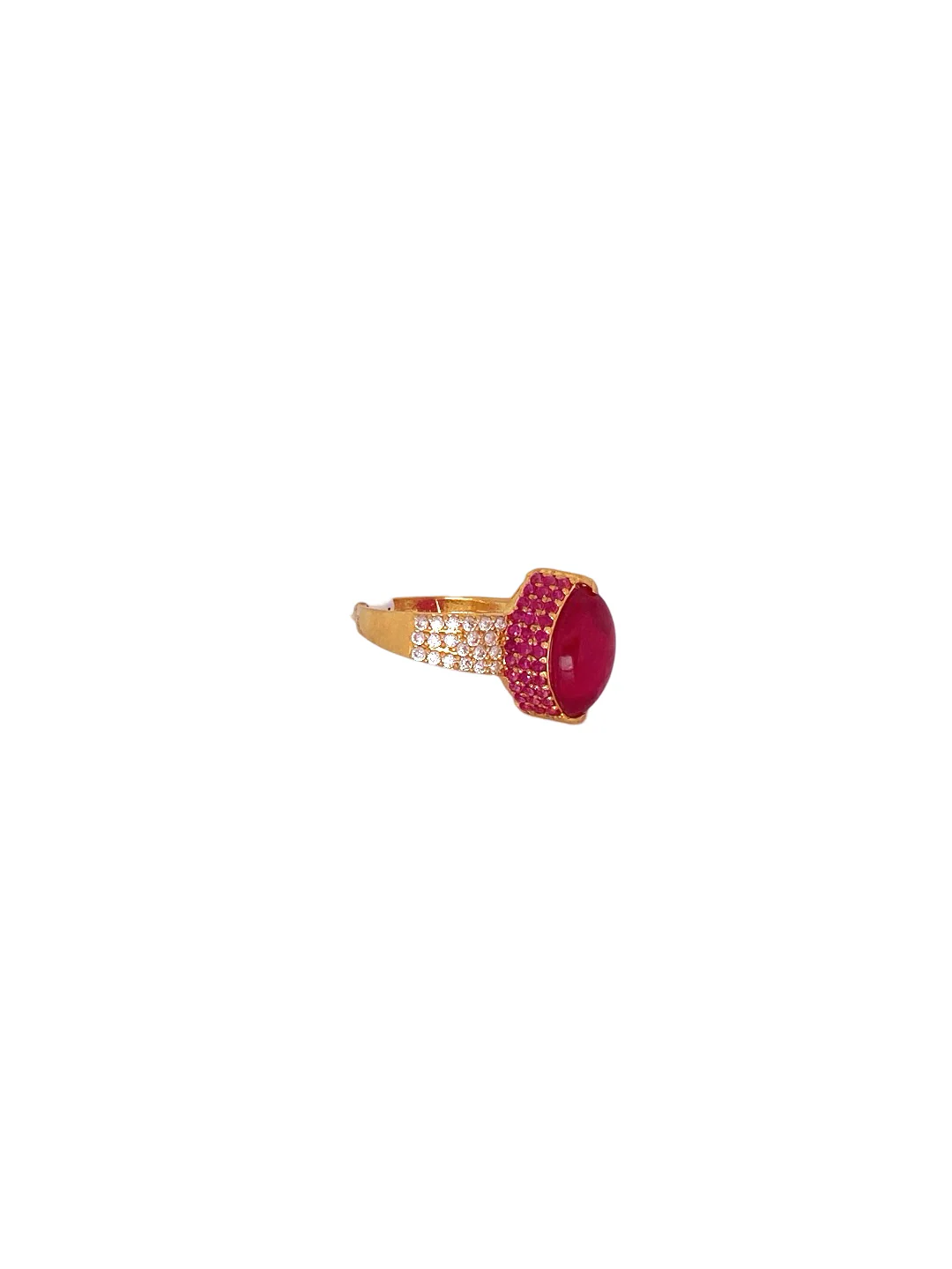 22K Gold Pink CZ Designer Ladies Ring - Image 2