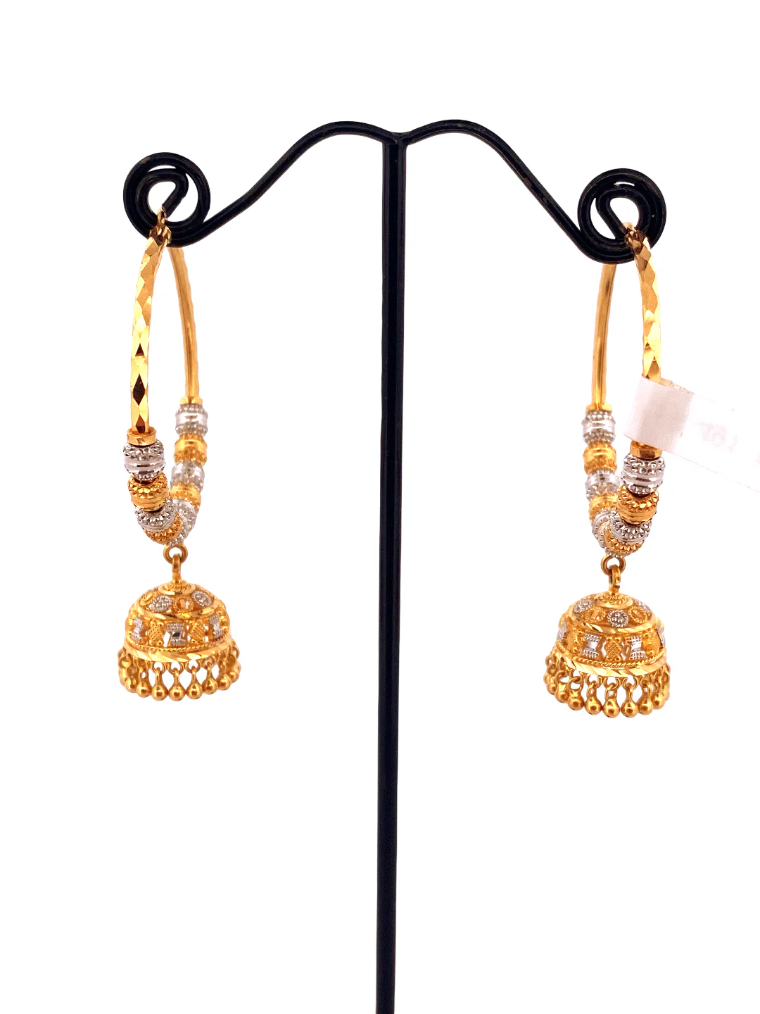 22K Gold Two-tone Designer Hoop Earrings