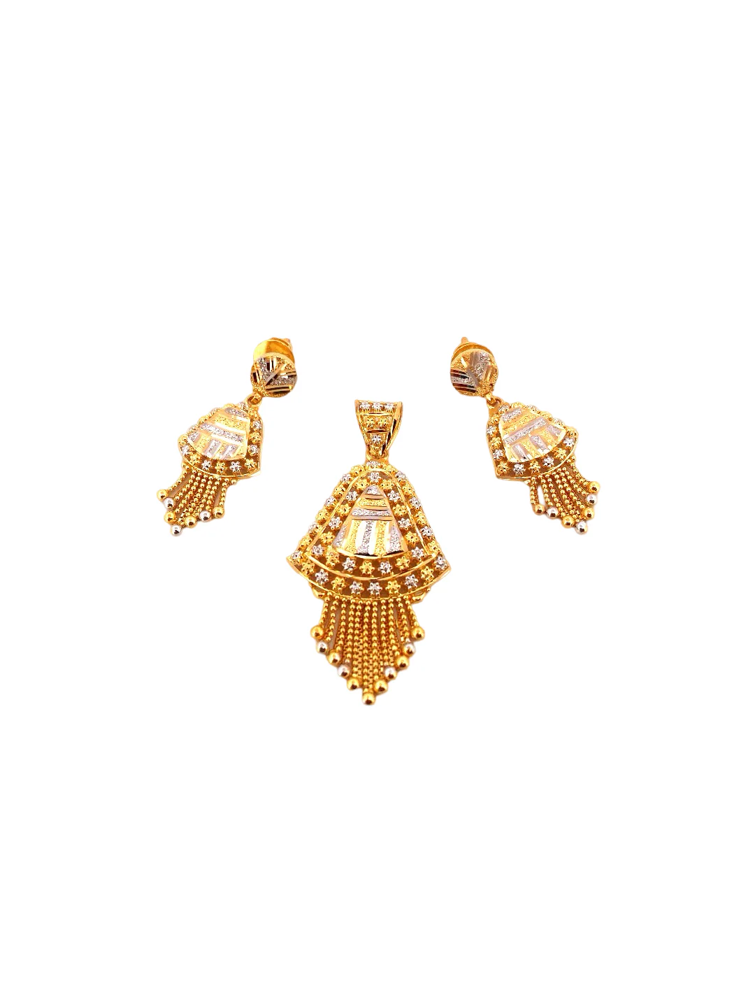 22K Gold Two-tone Designer Pendant Set